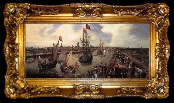 framed  Adriaen Pietersz Vande Venne The Harbour of Middelburg, ta009-2